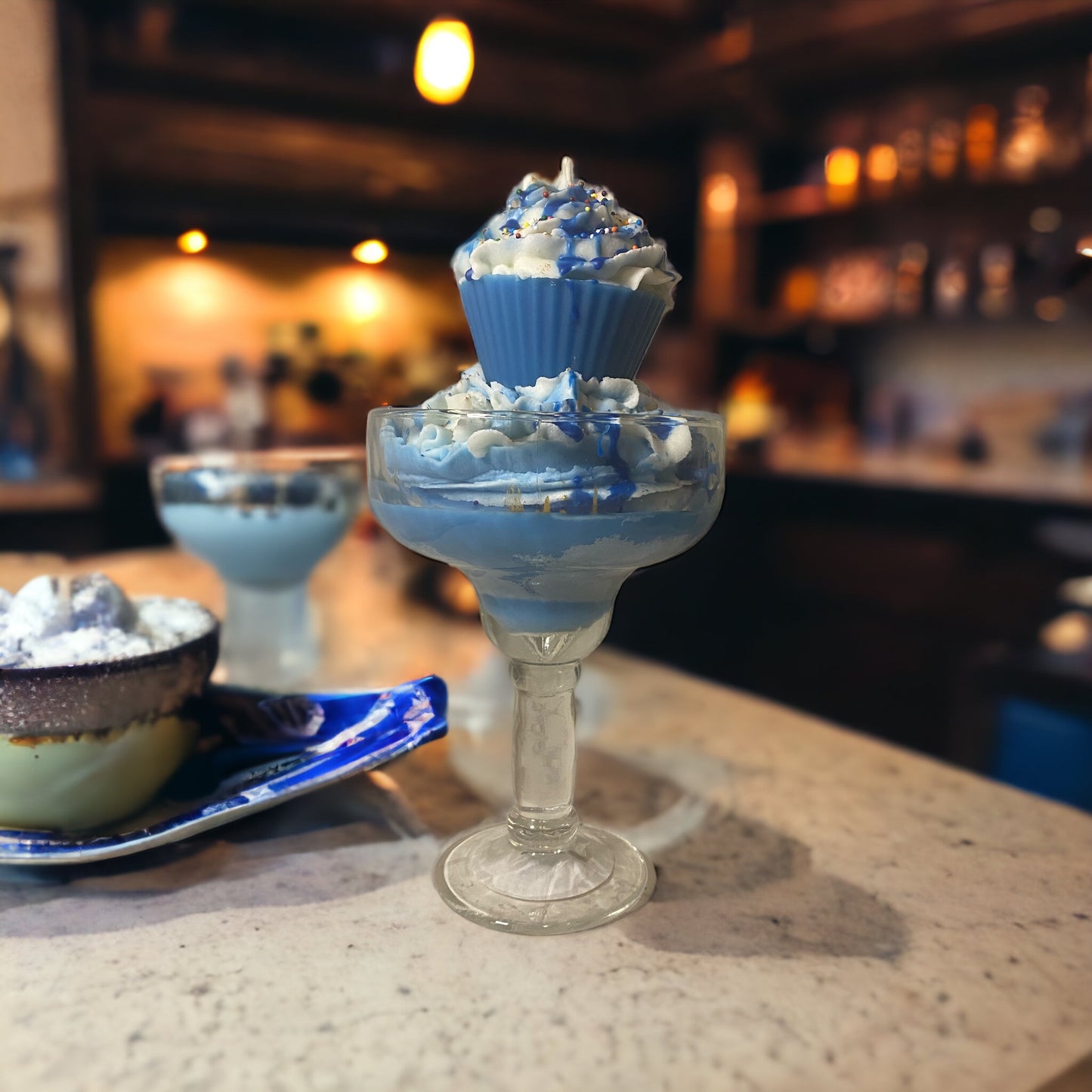 Blue Cupcake Margarita Candle