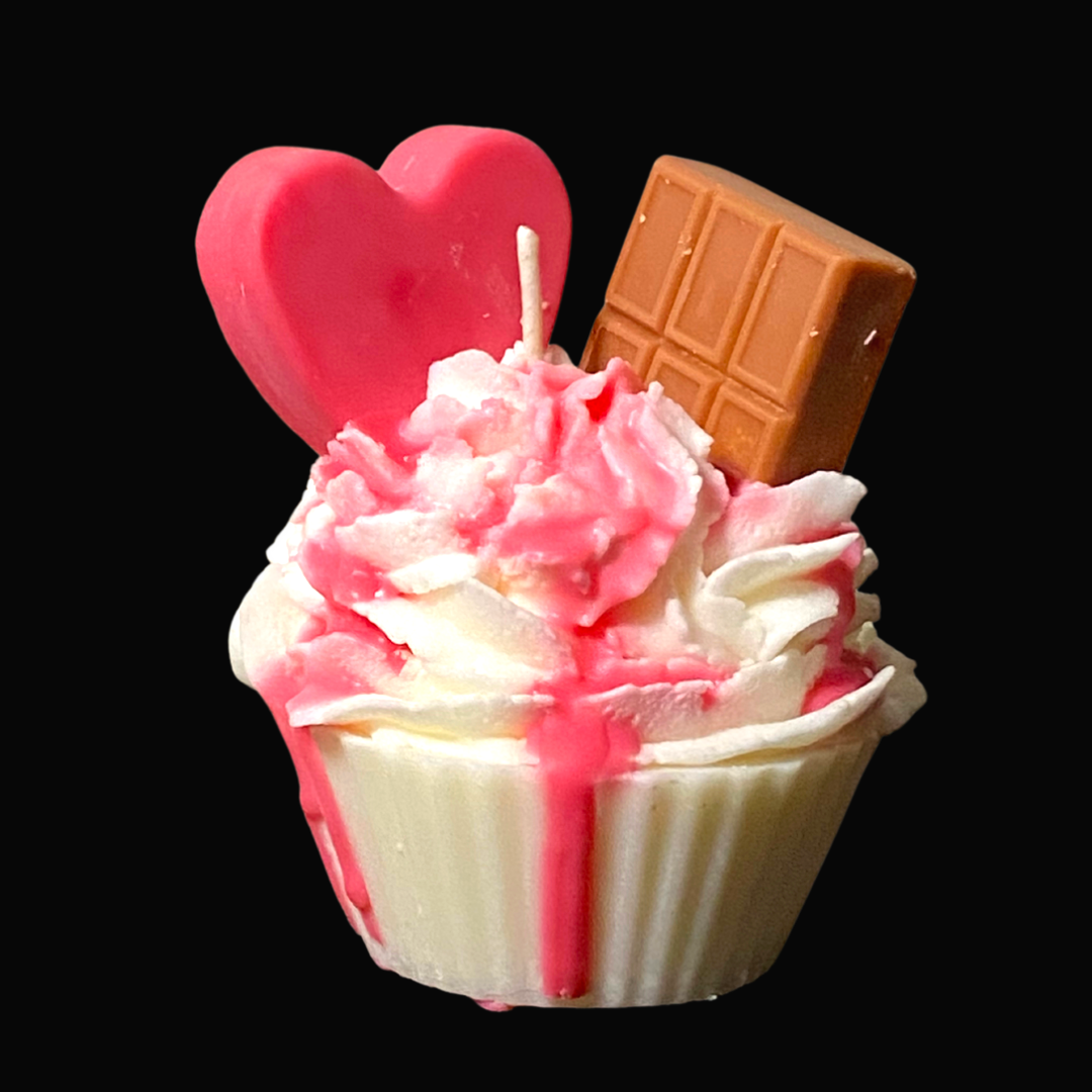 Chocolate Heart Cupcake Candle