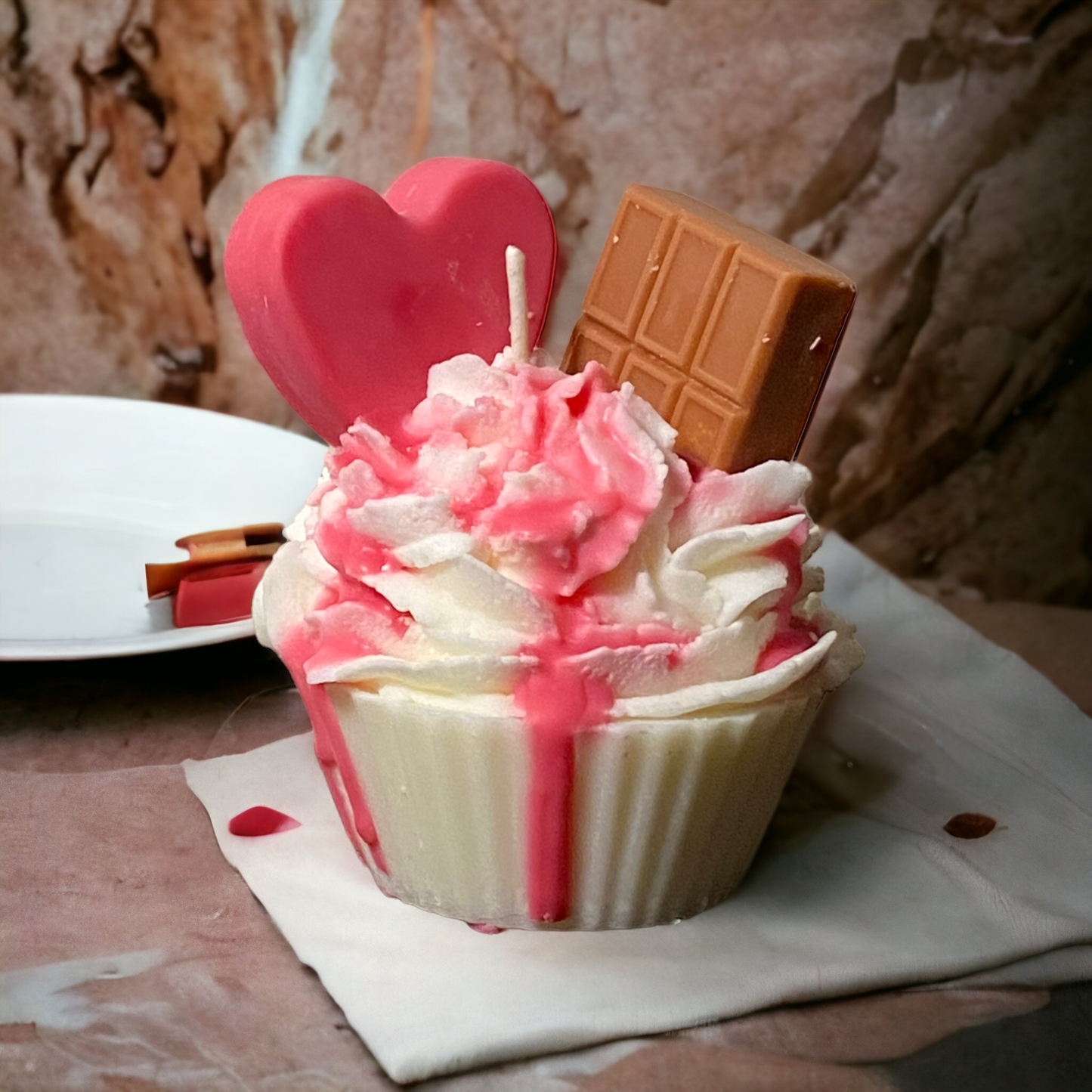 Chocolate Heart Cupcake Candle