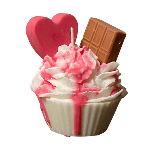 Chocolate Heart Cupcake Candle