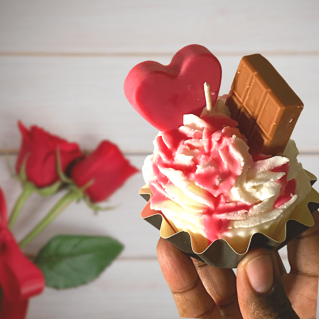 Chocolate Heart Cupcake Candle